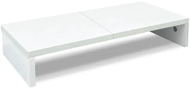 Alt view image 3 of 5 - TEAMIX 2 Tier White Wooden Laptop Stand and 1 Pack 20 inch White Monitor Stand Riser for Computer Desk Home Office Organization.