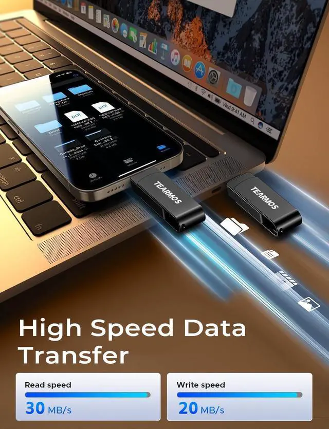 Alt view image 3 of 5 - TEARMOS 512GB Flash Drive Intended for iPhone iPad, Memory Stick Storage for Photos and Videos Backup, Compatible with iPhone iPad Android PC, Plug and Play, No Application Required (Dark Gray)