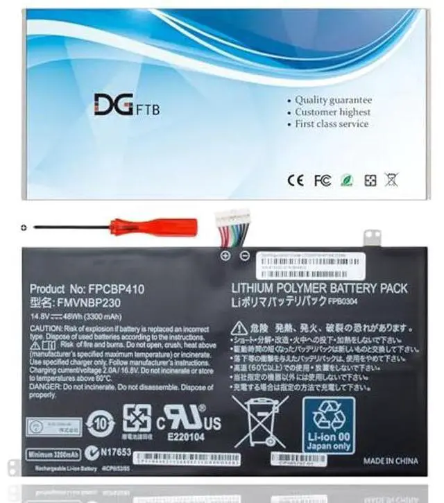 Main image of DGFTB FPCBP410 FMVNBP230 FPB0304 New Laptop Battery Replacement for Fujitsu Lifebook U554 UH554 U574 UH574 Series with High Cells (14.8V 48WH/3300mAh)