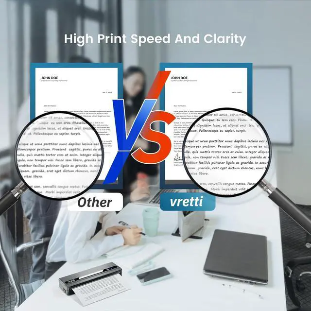 Alt view image 5 of 5 - vretti Portable Printer-Wireless A4 Thermal Printer for Travel,Home and Office,Compatible with iOS, Android & Laptop, Support US Letter&A4&B5