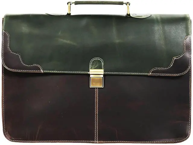 Main image of The Tannery Handmade Full Grain Leather Briefcase Laptop Satchel Office Crossbody Bag for Unisex Unique Vintage Design. (14 Inches)