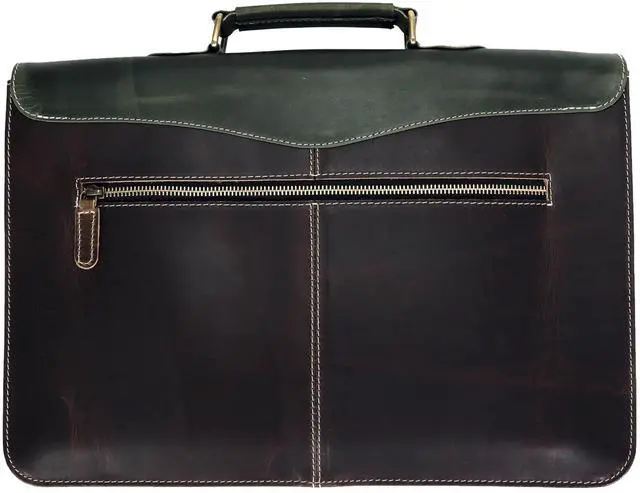 Alt view image 3 of 5 - The Tannery Handmade Full Grain Leather Briefcase Laptop Satchel Office Crossbody Bag for Unisex Unique Vintage Design. (14 Inches)