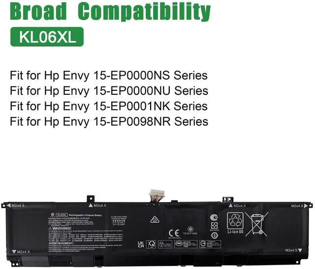 Alt view image 5 of 5 - JIAZIJIA KL06XL L85885-005 Laptop Battery Replacement for Hp Envy 15-EP0000NS 15-EP0000NU 15-EP0001NK 15-EP0098NR Series Notebook HSTNN-IB9M L85853-1C1 11.58V 83.14Wh 6821mAh
