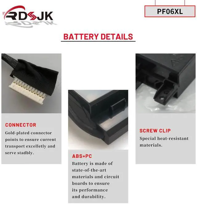 Alt view image 5 of 5 - PF06XL PF06 Laptop Battery for HP Omen 17-w100 17t-w100 17-w100ng 17-w110ng 17-w131ng 17-w119tx 17-w120tx 17-w205tx 17-w206tx 17-w295ms Series HSTNN-DB7M 853294-850 853294-855 852801-2C1 11.55V 95.8Wh