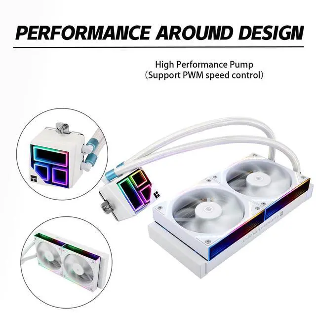 Alt view image 4 of 5 - Thermalrlght Frozen Infinity 240 White CPU Aio Cooler,TL-M12W*2 PWM Fans,Computer CPU Water Cooler,ARGB Infinity Mirror,240 CPU Liquid Cooling:LGA1851/1700/1150/1151/1200/2011,PC Water Cooling