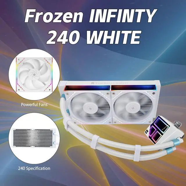 Alt view image 3 of 5 - Thermalrlght Frozen Infinity 240 White CPU Aio Cooler,TL-M12W*2 PWM Fans,Computer CPU Water Cooler,ARGB Infinity Mirror,240 CPU Liquid Cooling:LGA1851/1700/1150/1151/1200/2011,PC Water Cooling