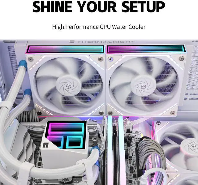 Alt view image 5 of 5 - Thermalrlght Frozen Infinity 240 White CPU Aio Cooler,TL-M12W*2 PWM Fans,Computer CPU Water Cooler,ARGB Infinity Mirror,240 CPU Liquid Cooling:LGA1851/1700/1150/1151/1200/2011,PC Water Cooling