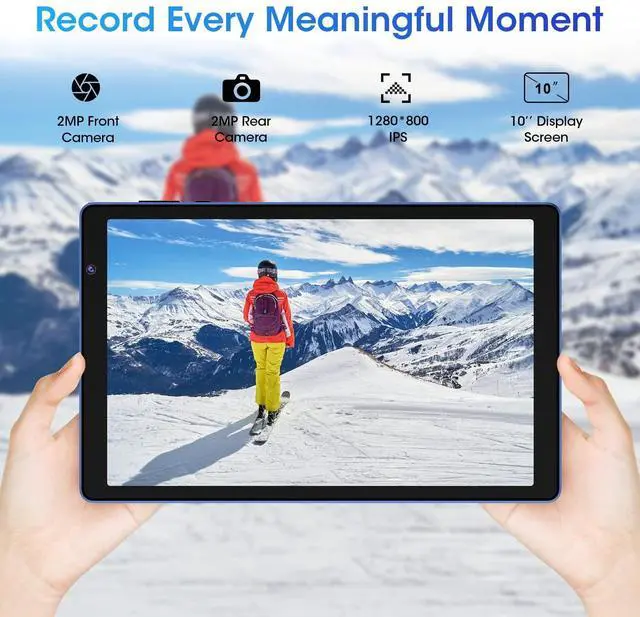 Alt view image 4 of 5 - WeTap Android Tablet 10 inch TabletsGun  M10 Android 12 OS, 2+32GB / 512GB Expandable, Dual Camera Android Tablet, 1280x800 IPS Tablets, Quad-Core Processor, 6000 mAh Battery Bluetooth WiFi (D-Blue)