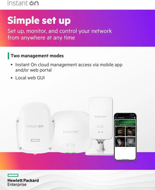 Alt view image 4 of 5 - HPE Networking Instant On Access Point AP12 3x3 WiFi 5 Indoor Wireless Access Point | Power Source Included | US Model (R3J23A)