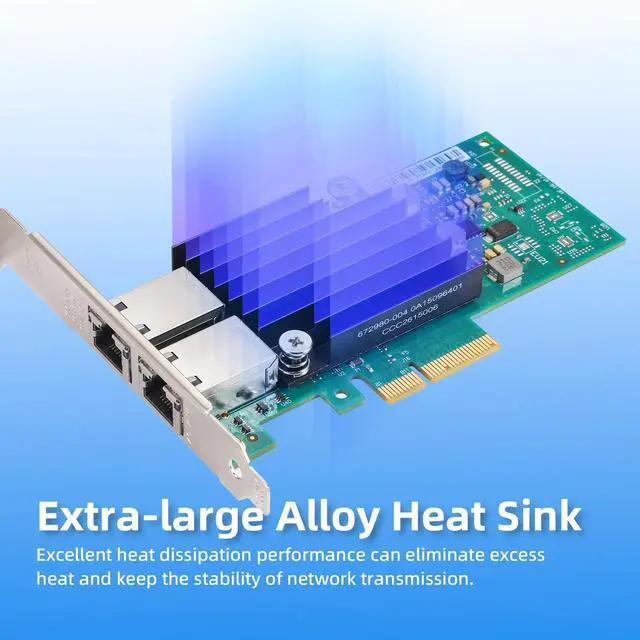 Alt view image 3 of 5 - XikeStor 10Gb PCIe Network Card with Intel X550-T2 Chip, 10GBe Dual RJ45 Network Adapter NIC, PCIe v3.0 X4, PCI Express Gigabit Ethernet Card for Windows/Ubuntu/Linux/VMware/Freebsd/Synology