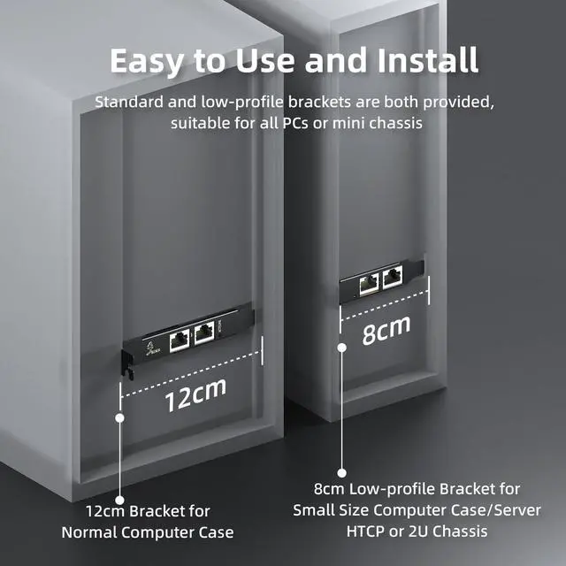 Alt view image 5 of 5 - XikeStor 10Gb PCIe Network Card with Intel X550-T2 Chip, 10GBe Dual RJ45 Network Adapter NIC, PCIe v3.0 X4, PCI Express Gigabit Ethernet Card for Windows/Ubuntu/Linux/VMware/Freebsd/Synology