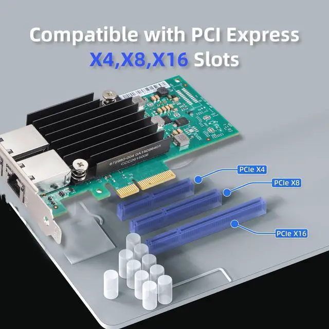 Alt view image 4 of 5 - XikeStor 10Gb PCIe Network Card with Intel X550-T2 Chip, 10GBe Dual RJ45 Network Adapter NIC, PCIe v3.0 X4, PCI Express Gigabit Ethernet Card for Windows/Ubuntu/Linux/VMware/Freebsd/Synology
