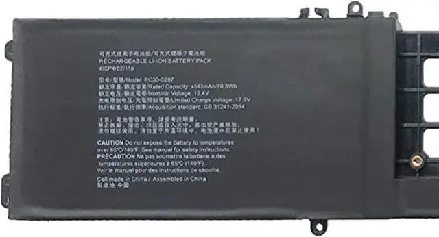 Alt view image 2 of 3 - RC30-0287 Laptop Battery Replacement for Razer Blade Pro 17 2019 2020 RZ09-0287 RZ09-02876 RZ09-02877 RZ09-02878 RZ09-02876E92-R3U1 RZ09-03295 RZ09-03297 Series(15.4V 70.5Wh 4583mAh)