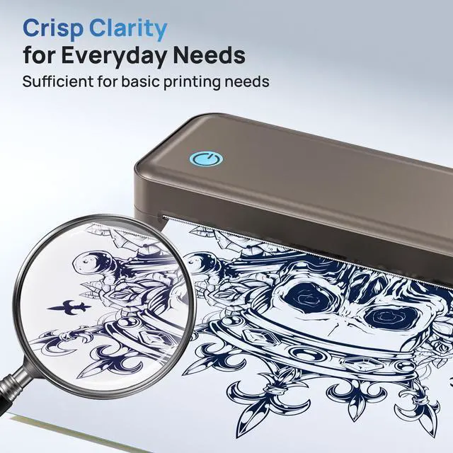Alt view image 5 of 5 - TYPONOS Portable Printers Wireless for Travel, D820 Thermal Inkless Printer Support Sizes from 8.5" x 11" to 2" Width, Suitable for Smartphone & PC, Bluetooth Printers for Home Use(Brown, 1Pack)