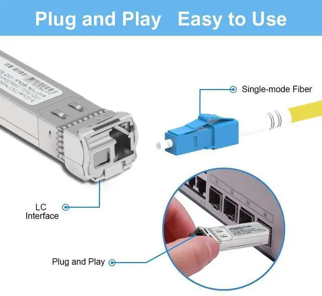 Alt view image 3 of 5 - 10G SFP Bi-Directional Singlemode Transceiver, 1270nm/1330nm, SMF LC 20km, with Digital Diagnostic Monitoring, for D-Link, Mikrotik, TP-Link and More, Pack of 2
