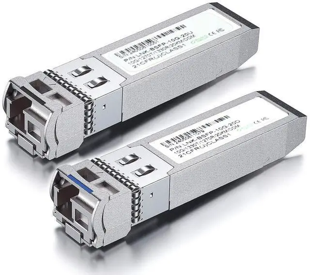 Main image of 10G SFP Bi-Directional Singlemode Transceiver, 1270nm/1330nm, SMF LC 20km, with Digital Diagnostic Monitoring, for D-Link, Mikrotik, TP-Link and More, Pack of 2