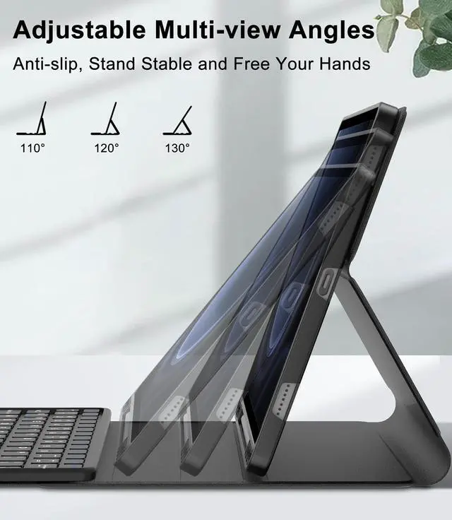 Alt view image 4 of 5 - Keyboard Case for Samsung Tablet S9 FE 10.9 Inch with Touch Keypad for Galaxy Tab S9, Detachable Trackpad for Samsung Galaxy S9FE 5G with Pen Slot Folio Cover for S9 11''/S9fe 10.9'' Tab, Navy Blue