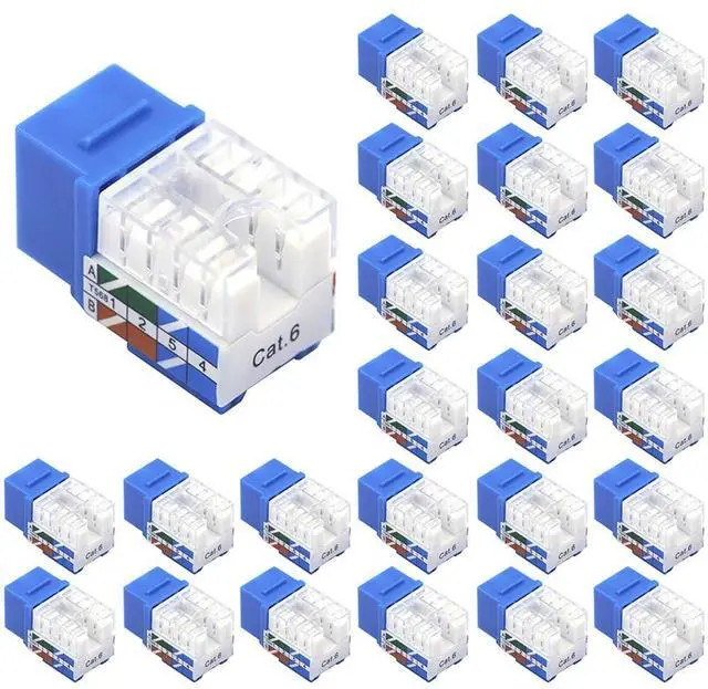 Alt view image 2 of 5 - VCE RJ45 Cat6 Keystone Jacks Slim Profile UL-Listed 25-Pack Blue with Speed Termination Keystone Tool