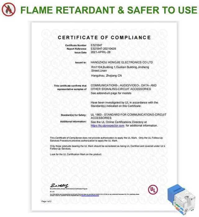 Alt view image 3 of 5 - VCE RJ45 Cat6 Keystone Jacks Slim Profile UL-Listed 25-Pack Blue with Speed Termination Keystone Tool