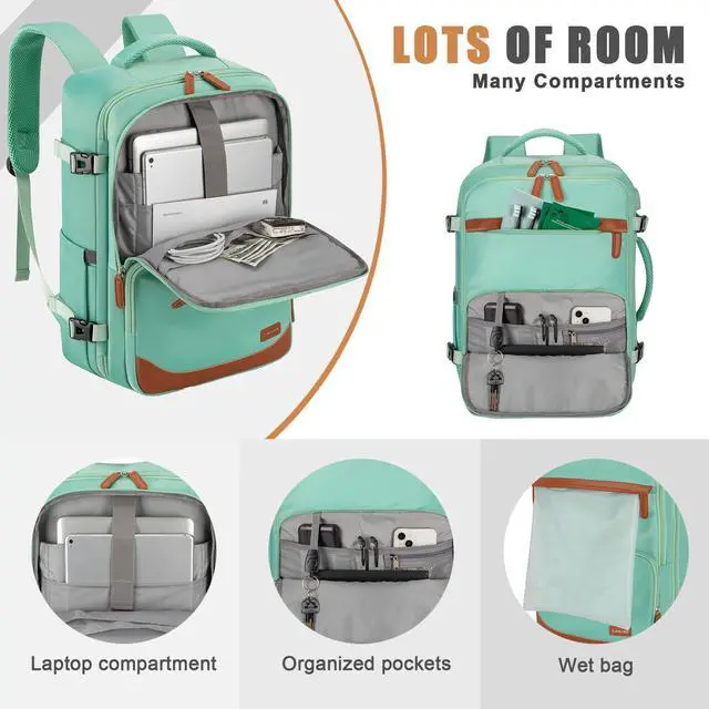 Alt view image 3 of 5 - Velaybor 40L Travel Backpack with USB Charging Port, Water-Resistant Carry On Backpack for Men Women, Business Laptop Backpack for Trips & Commutes, Fits 15.6/17.3 Inch Laptop