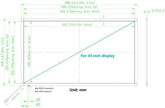 Alt view image 3 of 5 - DeYoWo 43 Inch Interactive 10 Points Infrared IR Touch Screen Overlay Frame Free Driver...