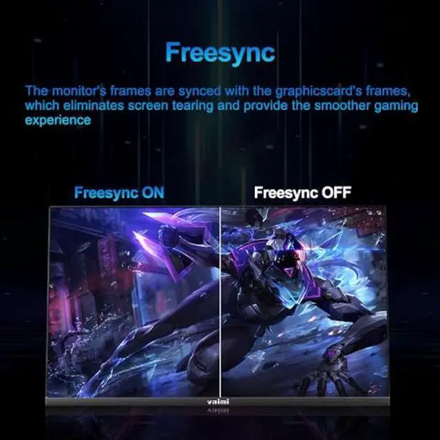 Alt view image 4 of 5 - VAIMI Gaming Monitor 27 inch 180Hz 1ms PC Gaming Computer Monitor -FHD 1080P, FreeSync, 1 x HDMI 2.1, 1 x Display Port 1.4, 1 x USB, IPS, Blacklevel Adjust, VESA Compatible,Black