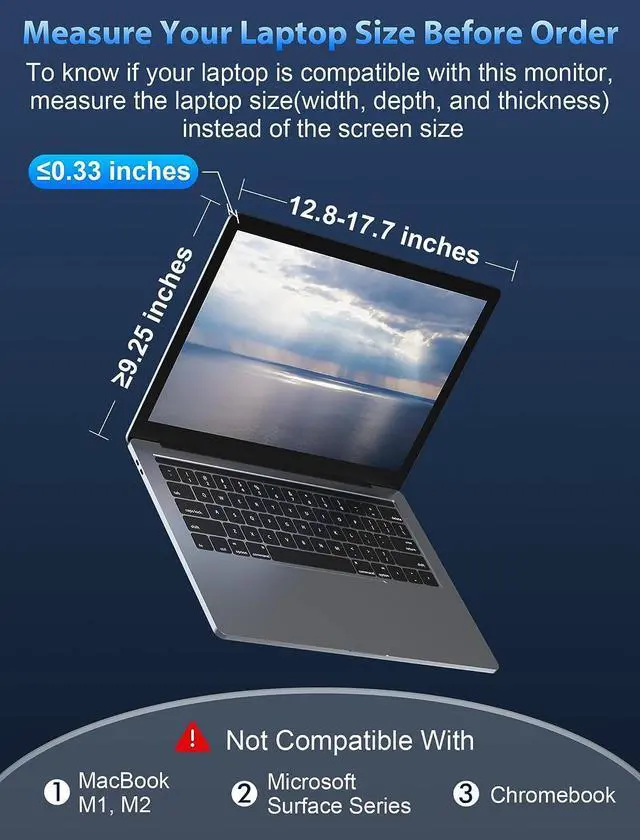 Alt view image 5 of 5 - FOPO 15" Laptop Monitor Extender, 1080P Full HD Triple Portable Monitor with USB-C/HDMI, Plug and Play Laptop Screen Extender for 15-17.3" Laptop with Windows/Mac(Only for M1 Max/M1 Pro)/Switch - S17