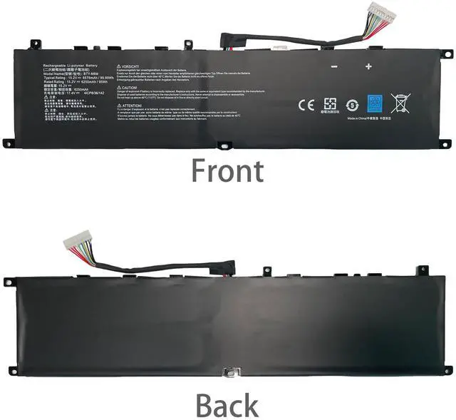 Alt view image 5 of 5 - Hubei BTY-M6M Laptop Battery Replacement for MSI Creator 15 A10SD A10SF GS66 Stealth 10SFS 10SGS 10SE-045 10UG GE66 Raider 10SFS WS66 10TMT-207US GE76 Raider 10UH Series (15.2V 99Wh 6250mAh)