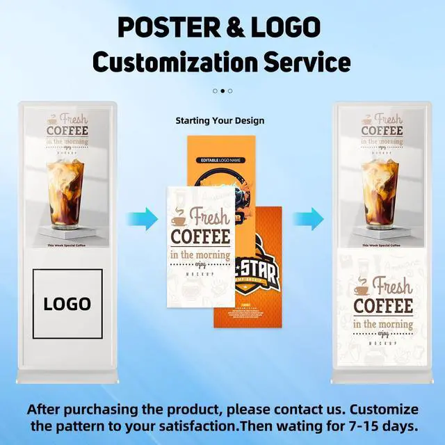 Alt view image 4 of 5 - YCKJNB 32 inch Indoor Digital Signage LCD Screen IPS Floor Standing Digital Kiosks Interactive Displays with WiFi HDMI/USB Input Auto AD Player, Android OS White