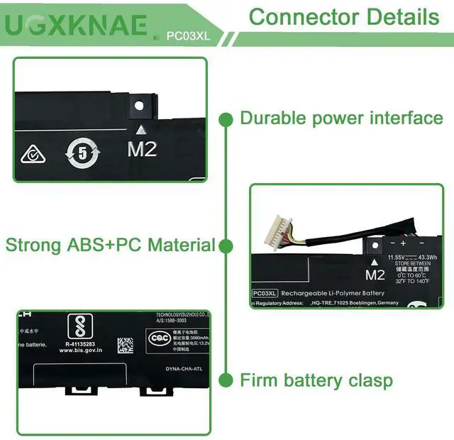 Alt view image 3 of 5 - PC03XL Laptop Battery Compatible with HP Pavilion Aero 13-be0000 Pavilion X360 14-DY 14M-DY 14-BA 14-EK 15-ER 15T-ER 15-ER0125OD 14-DY1031NS 14M-DY0113DX 14M-DY1033DX 14-BA125CL 14-BA153CL 11.55V