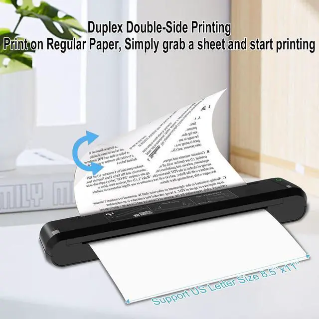 Alt view image 2 of 5 - YOULABLE Portable Printers Wireless for Travel - 300 DPI Bluetooth Thermal Printer Support 8.5x11 US Letter & A4 Regular Copy Paper, Inkless Printer Compatible with Mobile & Laptop for Home Office