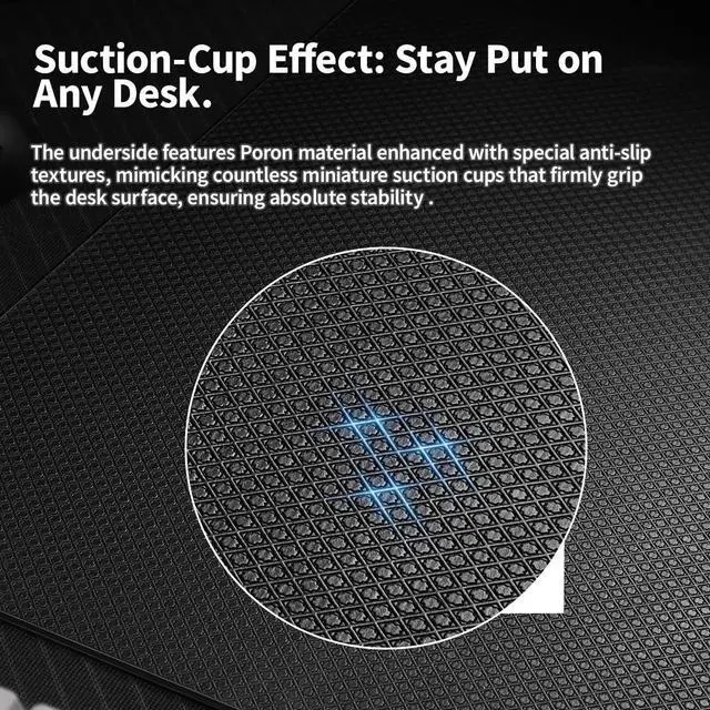 Alt view image 5 of 5 - yiodelu Tempered Glass Gaming Mouse Pad Ultra-Thin Mouse Mat Anti-Scratch, Wear-Resistant 450 * 400 * 1.8mm Large Mouse Pads Ultra-Smooth Micro-Etched Surface Anti-Slip Silicone Base (Black)