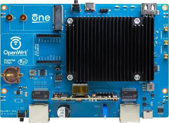 Alt view image 3 of 5 - youyeetoo Banana Pi OpenWrt One - WiFi 6 Official OpenWrt Router Mainline Support,MediaTek MT7981B SoC 1GB DDR4 RAM, RJ45 Port
