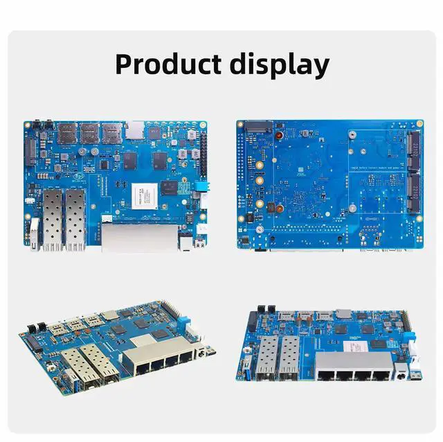 Alt view image 3 of 5 - youyeetoo Banana Pi BPI-R4 WiFi 7 Router Development Board - Fully Assembled, MediaTek MT7988A Chip, 4GB RAM, 8GB eMMC, 2X 10Gbe SFP Slots, 4X Gbe Ports, Metal Case