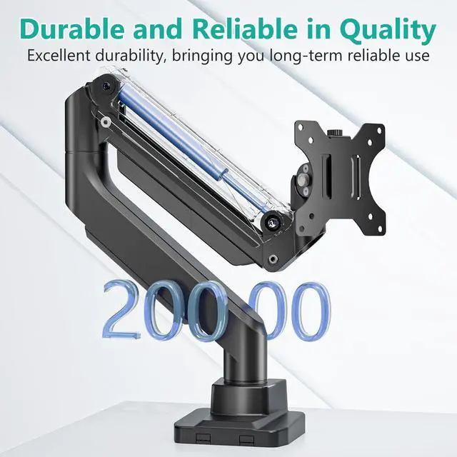 Alt view image 3 of 5 - WALI Single Monitor Gas Spring Desk Mount, Heavy Duty Monitor Arm for Ultrawide Screen up to 35-49 inch, 33-44 lbs. Fully Adjustable, Mounting Holes 75 and 100 (GSM001XL+GAM001XL)
