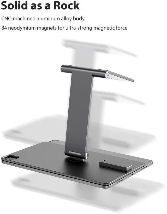 Alt view image 5 of 5 - KU XIU Magnetic Wireless Charging Stand Only for iPad Pro 11 M4 2024, Aluminum Alloy Foldable Tablet Stand Holder Mount, 360deg Adjustable for Desk with 1M USB-C Cable for iPad Pro 11 inch M4