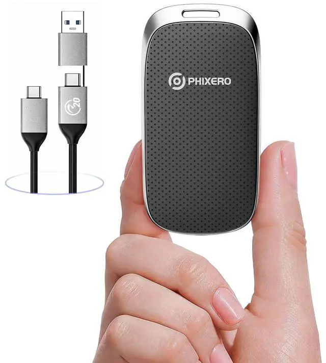 Main image of PHIXERO P20 External Portable SSD 1TB,up to 2000Mb/s,External Solid State Drives with 2 in 1 USB C Cable,USB 3.2 Gen 2 Portable Hard Drive for Smartphone, PC, Tablet, Labtop(Black)