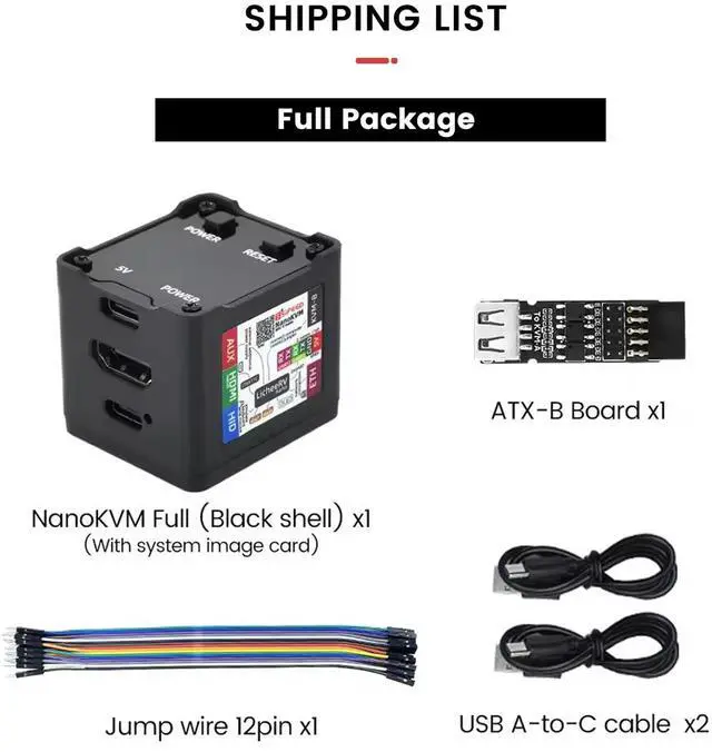 Alt view image 2 of 5 - Sipeed NanoKVM IP-KVM Mini Remote Control Operations Maintenance Server, 2Gbit 256MB DDR3 RISC-V Linux Development Board, 1TOPS NPU 1GHz C906 RISC-V CPU, USB HDMI 100M Network Port (Black Full Kit)