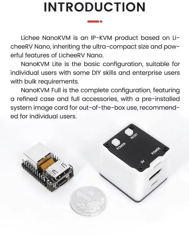 Alt view image 4 of 5 - Sipeed NanoKVM IP-KVM Mini Remote Control Operations Maintenance Server, 2Gbit 256MB DDR3 RISC-V Linux Development Board, 1TOPS NPU 1GHz C906 RISC-V CPU, USB HDMI 100M Network Port (Black Full Kit)