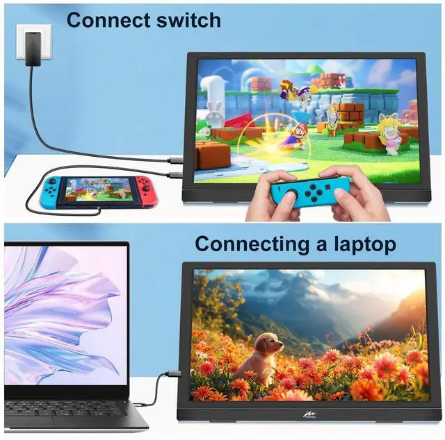 Alt view image 2 of 5 - Kenowa Portable Monitor 13.3 Inch, HD 1366x768P LED Display Small HDMI Monitor with Dual USB C HDMI, External Monitors for Laptop Mac Phone PC PS4/5 Xbox, Built in Speakers