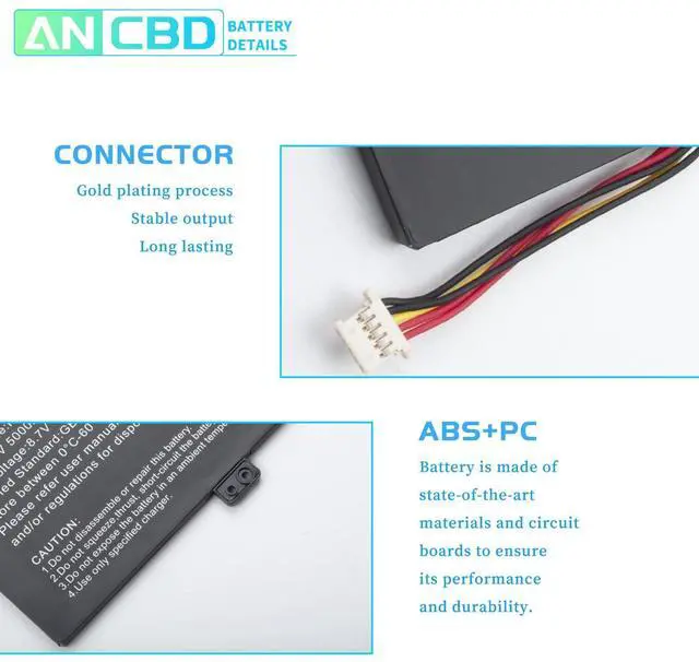 Alt view image 3 of 5 - ANCBD 4886280P H-4886280P Laptop Battery Replacement for Gateway GWTN156-11BK GWTN156 Series Notebook U3576127PV-2S1P U3576127PV U3576127 5080270P 7.6V 38Wh/5000mAh