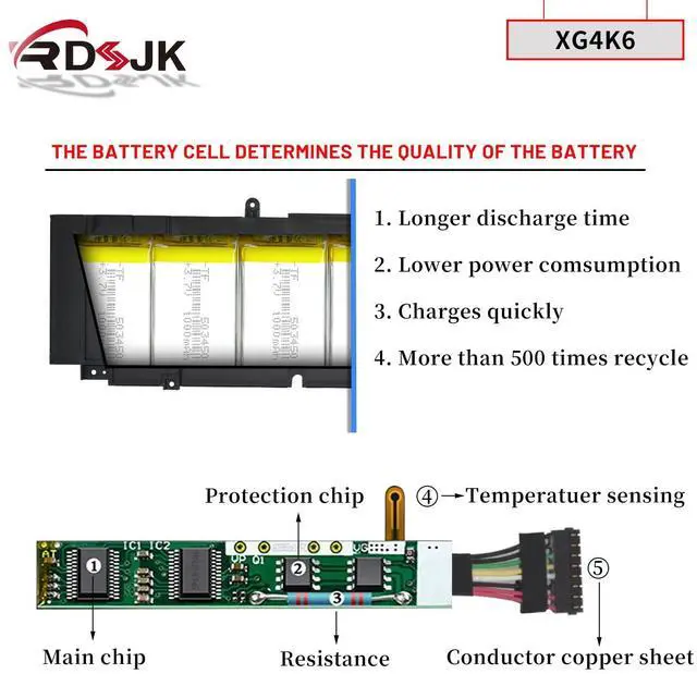 Alt view image 4 of 5 - XG4K6 01RR3 F8CPG 5XJ6R Laptop Battery for Dell XPS 17 9700 9710 9720 9730 Precision 5750 5760 5770 XPS 17-9700-D1741S 17-9700-D1761TS Series 0XG4K6 001RR3 0F8CPG 05XJ6R KVPMY 0YY3V KRDHV 11.4V 97Wh