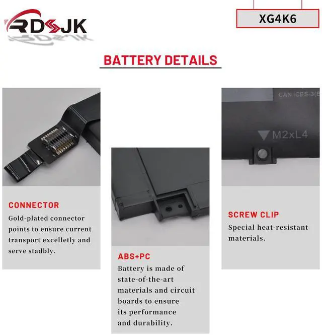 Alt view image 5 of 5 - XG4K6 01RR3 F8CPG 5XJ6R Laptop Battery for Dell XPS 17 9700 9710 9720 9730 Precision 5750 5760 5770 XPS 17-9700-D1741S 17-9700-D1761TS Series 0XG4K6 001RR3 0F8CPG 05XJ6R KVPMY 0YY3V KRDHV 11.4V 97Wh