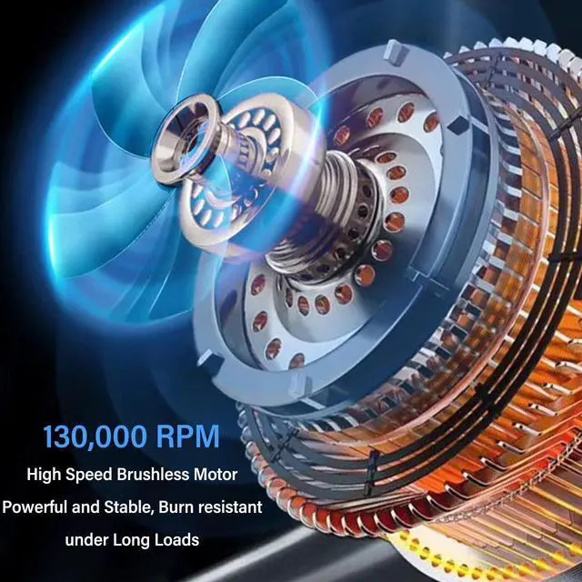 Alt view image 5 of 5 - Electric Air Duster, 130000RPM Handheld Brushless High Speed Turbo Fan, 4 Wind Speed, Rechargeable Cordless Mini Portable Air Blower for Keyboard Car Dust Snow Removal