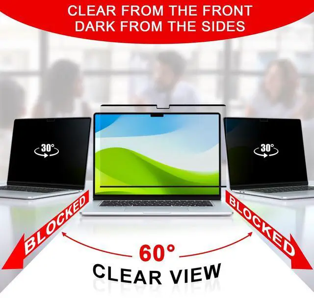 Alt view image 3 of 5 - Magnetic Privacy Screen for MacBook Pro 16 Inch (2021-2024, M1, M2, M3, M4), Removable MacBook Laptop Privacy Screen Protector, Anti Blue Light Glare Filter for Mac Pro 16.2" Laptop Computer