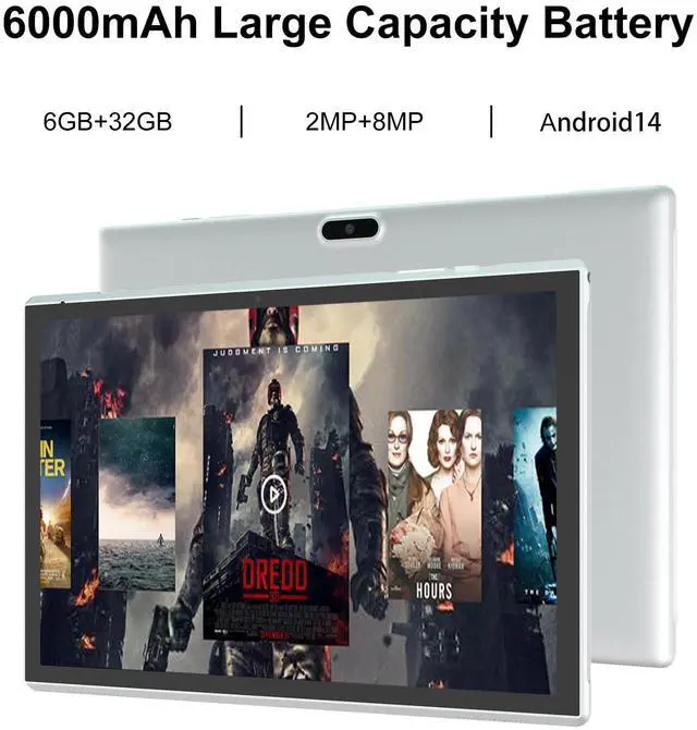 Alt view image 2 of 5 - ZZB 10 inch Android Tablet PC, 10.1" Android 14 Tablets, DDR4 6GB RAM 32GB ROM 2MP+8MP Dual Camera, WiFi-6 Bluetooth 1TB Expand IPS Full HD Display Tab, 6000mAh Battery Powerful Performance Tablet.