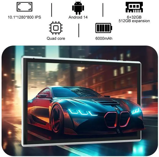 Alt view image 3 of 5 - ZZB 10 inch Android Tablet PC, 10.1" Android 14 Tablets, DDR4 6GB RAM 32GB ROM 2MP+8MP Dual Camera, WiFi-6 Bluetooth 1TB Expand IPS Full HD Display Tab, 6000mAh Battery Powerful Performance Tablet.