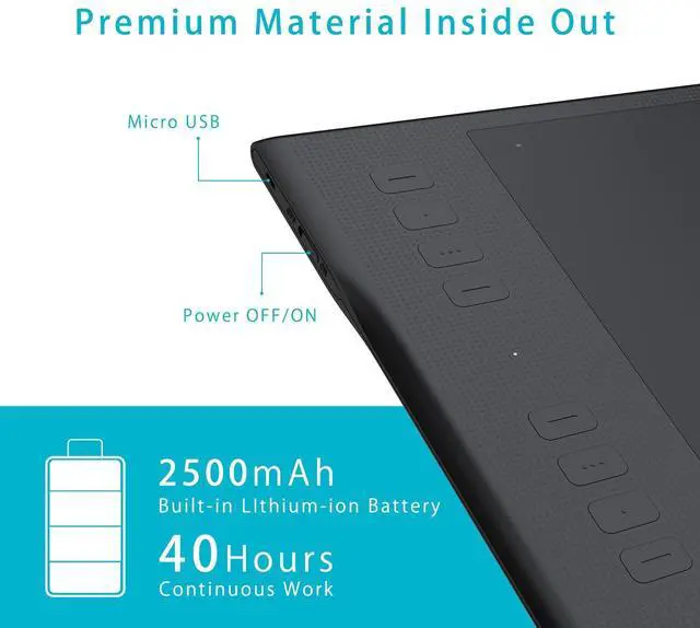 Alt view image 3 of 5 - HUION Inspiroy Q11K Wireless Graphic Drawing Tablets with 8192 Pressure Sensitivity 8 Customizable Shortcut Keys, 11 x 6.87 inches Digital Pen Tablet for Mac, Windows PC
