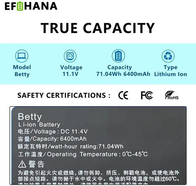 Alt view image 3 of 5 - EFOHANA RZ09-0102 Betty Laptop Battery Compatible with Razer Blade 14" 2013 2014 2015 Pro 2014 RZ09-0116 RZ09-01161E30 RZ09-0130 RZ09-01021101-R3U1 RZ09-01021101/01302E41 RZ09-01161E31 RZ09-01301E20