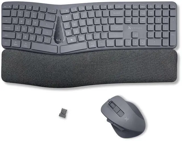 Main image of X9 Wireless Ergonomic Keyboard and Mouse Combo - Type Comfortably Longer - Ergo Split Keyboard with Soft Wrist Rest for PC, Mac, iOS, Android, Bluetooth/2.4G Rechargeable, Multi-Device - Gray